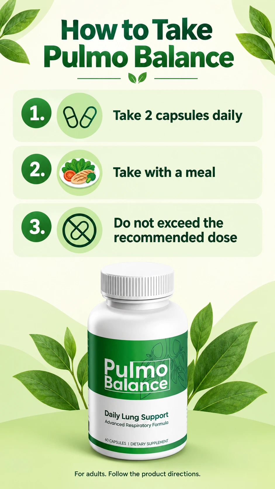 Pulmo Balance directions: two capsules daily with a meal
